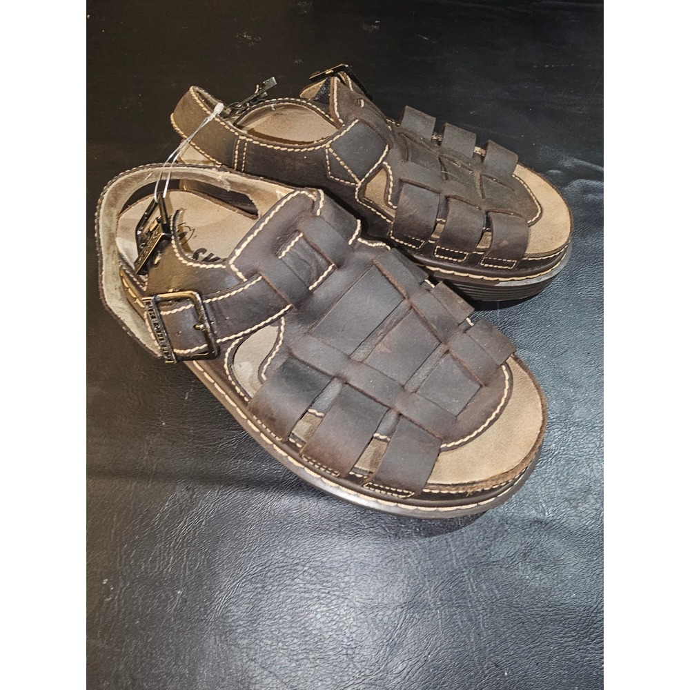 Vintage 90s Y2K Skechers Jammers Brown Leather Fisherman Gladiator Sandals 10